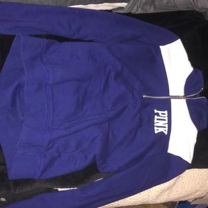 navy and white PINK quarter zip